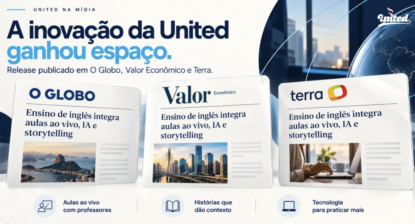United na mídia: publicações sobre aulas ao vivo, inteligência artificial e storytelling